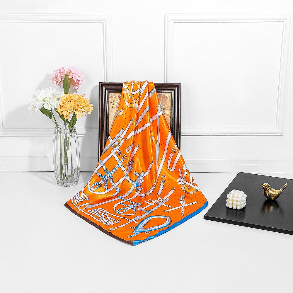 Spring New Arrival Belt Chain – Women's Versatile Large Square Scarf, Silk Scarf, Headwrap, and Shawl